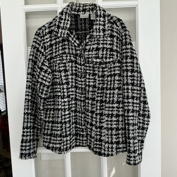 Chico’s Black and White Tweed Women's Jacket 2 - Picture 1 of 3